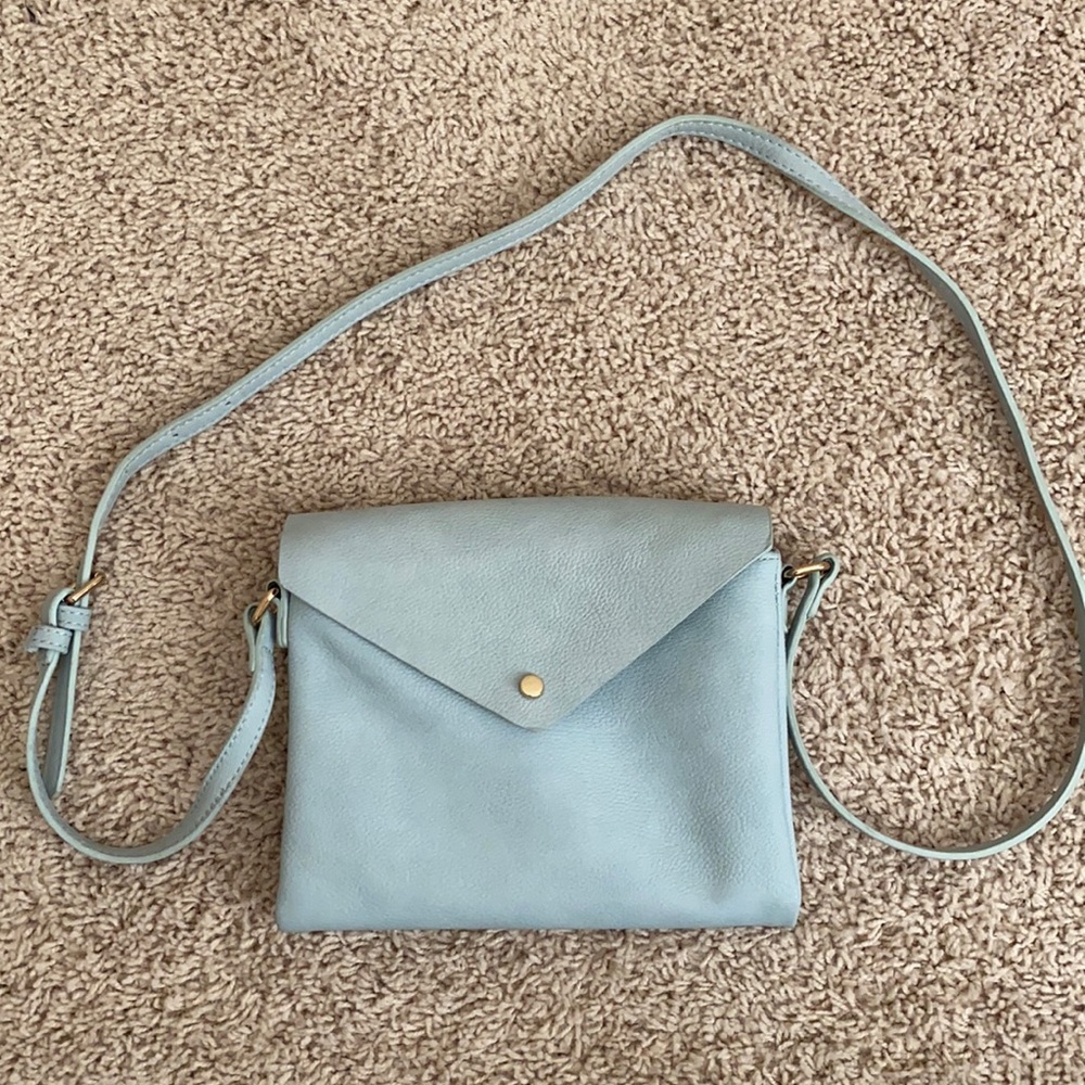 Blue leather purse